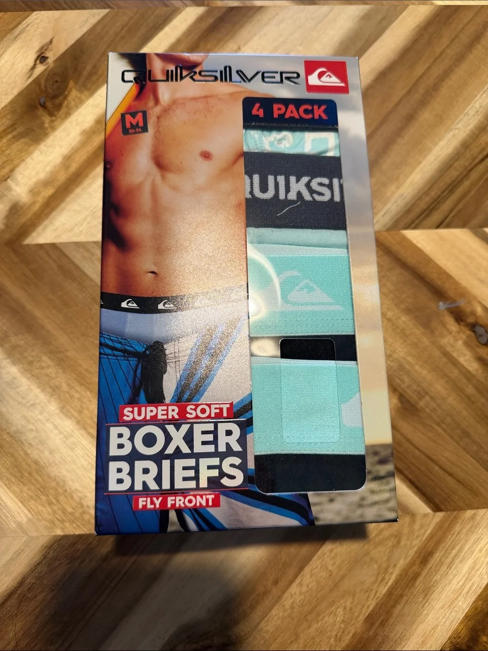 Quiksilver Men's Aqua Boxer Briefs 4-Pack